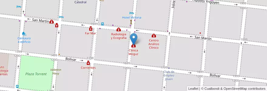 Mapa de ubicacion de Clínica Moguz en アルゼンチン, コリエンテス州, Departamento Capital, Corrientes, Corrientes.