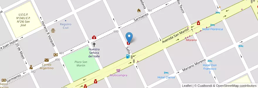 Mapa de ubicacion de Clinica Norte en Аргентина, Чако, Departamento General Güemes, Municipio De Juan José Castelli, Juan José Castelli, Juan Jose Castelli.