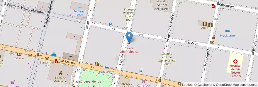 Mapa de ubicacion de Clinica Odontologica en Arjantin, Tucumán, San Miguel De Tucumán, Departamento Capital, San Miguel De Tucumán.