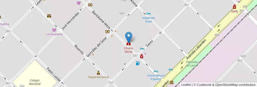 Mapa de ubicacion de Clinica Oeste en アルゼンチン, ブエノスアイレス州, Partido De Pehuajó, Pehuajó.