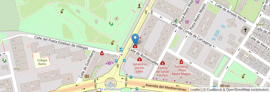 Mapa de ubicacion de Clínica Oftalmológica Martínez de la Casa Matilla en Испания, Мадрид, Мадрид, Área Metropolitana De Madrid Y Corredor Del Henares, Мадрид.