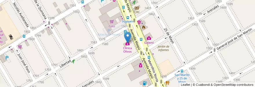 Mapa de ubicacion de Clínica Olivos en Arjantin, Buenos Aires, Partido De Vicente López, Vicente López.