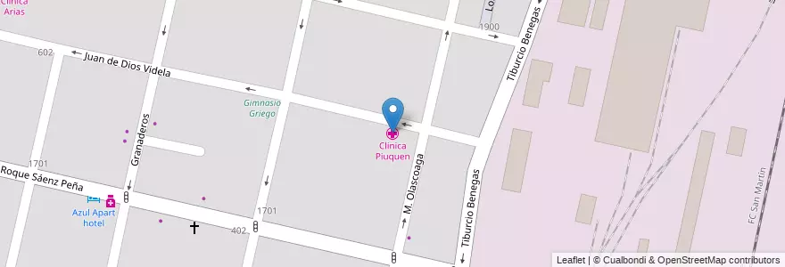 Mapa de ubicacion de Clinica Piuquen en アルゼンチン, チリ, メンドーサ州, Departamento Capital, Ciudad De Mendoza.