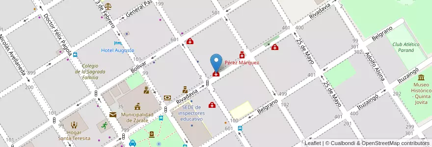 Mapa de ubicacion de Clínica Privada del Carmen en Arjantin, Buenos Aires, Partido De Zárate.