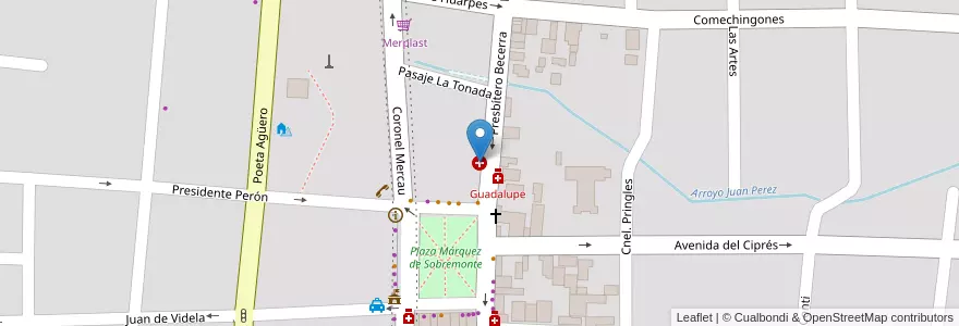 Mapa de ubicacion de Clinica Privada Merlo en Arjantin, San Luis, Junín, Municipio De Merlo, Villa De Merlo.