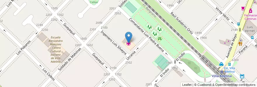 Mapa de ubicacion de Clínica Privada Neuropsiquiátrica San Isidro en Arjantin, Buenos Aires, Partido De San Isidro, Villa Adelina.
