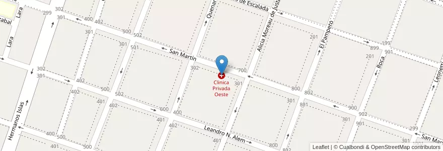 Mapa de ubicacion de Clinica Privada Oeste en Argentina, Buenos Aires, Partido De Bragado, Bragado.
