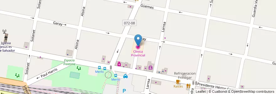 Mapa de ubicacion de Clinica Provincial en Argentinië, Buenos Aires, Partido De Merlo, Merlo.