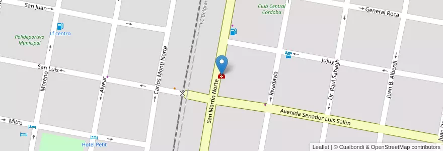 Mapa de ubicacion de Clinica Renacer en Arjantin, Santiago Del Estero, Departamento Choya, Frías.