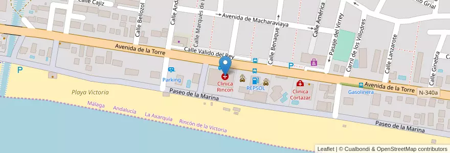 Mapa de ubicacion de Clinica Rincon en اسپانیا, Rincón De La Victoria.