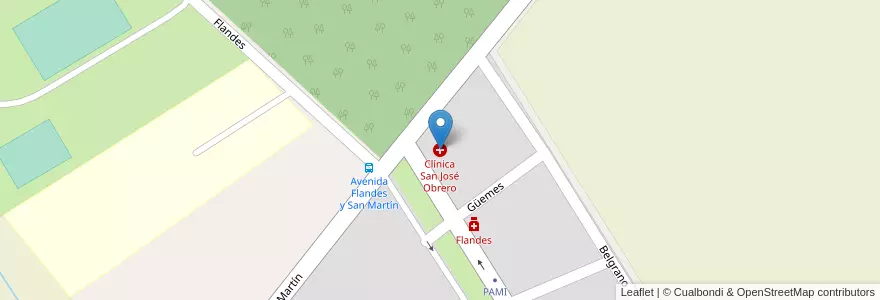 Mapa de ubicacion de Clínica San José Obrero en アルゼンチン, ブエノスアイレス州, Partido De Luján.