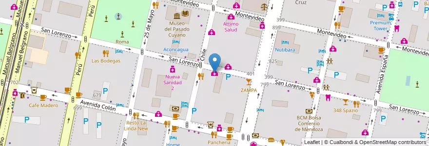 Mapa de ubicacion de Clinica San Lorenzo en 阿根廷, 智利, Mendoza, Departamento Capital, Sección 2ª Barrio Cívico, Ciudad De Mendoza.