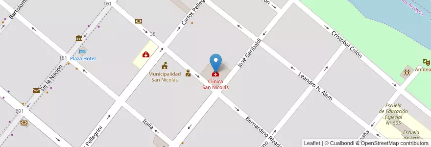 Mapa de ubicacion de Clínica San Nicolás en Argentina, Buenos Aires, Partido De San Nicolás, San Nicolás De Los Arroyos.