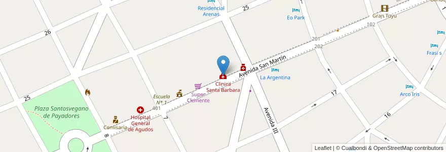 Mapa de ubicacion de Clinica Santa Barbara en アルゼンチン, ブエノスアイレス州, Partido De La Costa.