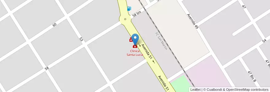 Mapa de ubicacion de Clínica Santa Lucía en アルゼンチン, サンタフェ州, Departamento General López, Municipio De Villa Cañás, Villa Cañás.