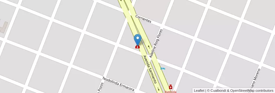 Mapa de ubicacion de Clínica Santa Rita en アルゼンチン, チャコ州, Departamento Veinticinco De Mayo, Municipio De Machagai, Machagai.