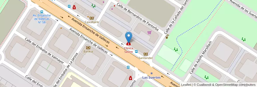 Mapa de ubicacion de Clínica Sastre en إسبانيا, منطقة مدريد, منطقة مدريد, Área Metropolitana De Madrid Y Corredor Del Henares, مدريد.