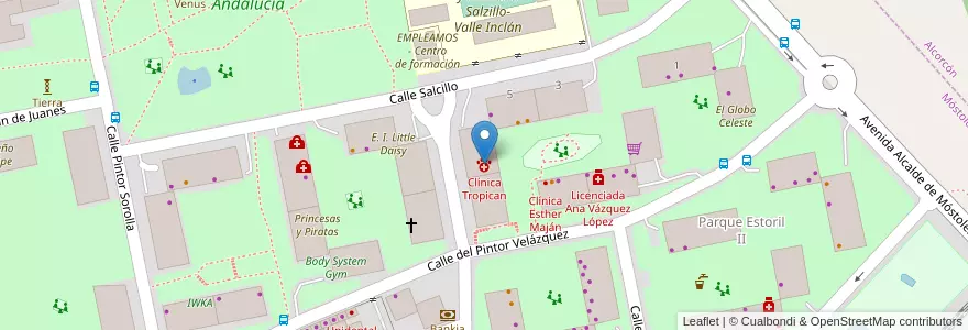 Mapa de ubicacion de Clínica Tropican en Испания, Мадрид, Мадрид, Área Metropolitana De Madrid Y Corredor Del Henares, Móstoles.