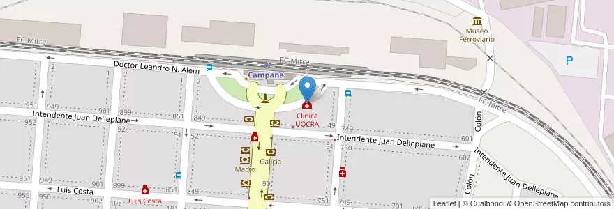 Mapa de ubicacion de Clinica UOCRA en アルゼンチン, ブエノスアイレス州, Partido De Campana.