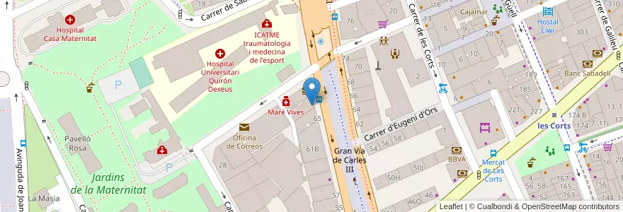 Mapa de ubicacion de Clínica Veterinària Carles III en Spagna, Catalunya, Barcelona, Barcelonès, Barcelona.