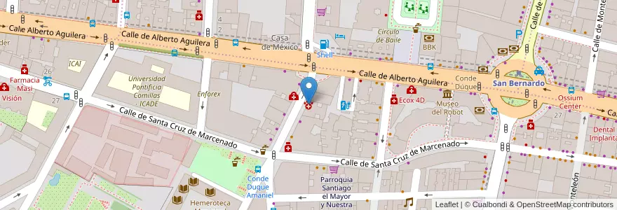Mapa de ubicacion de Clínica veterinaria Conde Duque en Spain, Community Of Madrid, Community Of Madrid, Área Metropolitana De Madrid Y Corredor Del Henares, Madrid.