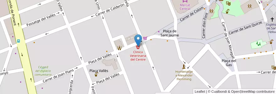 Mapa de ubicacion de Clinica Veterinaria del Centre en España, Catalunya, Barcelona, Vallès Occidental, Sabadell.