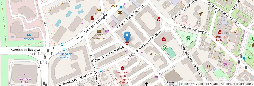 Mapa de ubicacion de Clínica Veterinaria "Don Canito" en スペイン, マドリード州, Comunidad De Madrid, Área Metropolitana De Madrid Y Corredor Del Henares, Madrid.