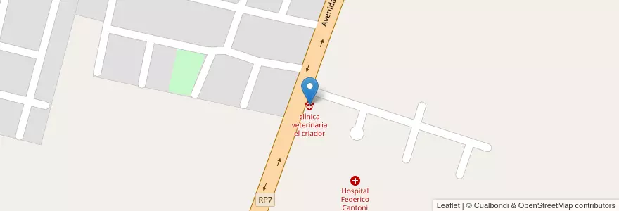 Mapa de ubicacion de clínica veterinaria el criador en Argentina, San Juan, Chile, Pocito.