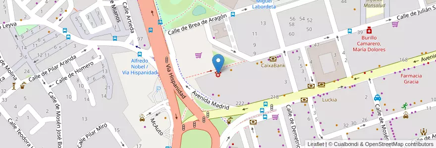 Mapa de ubicacion de Clínica Veterinaria La Milagrosa en إسبانيا, أرغون, سرقسطة, Zaragoza, سرقسطة.