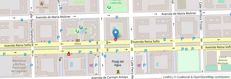 Mapa de ubicacion de Clínica Veterinaria Leganés Norte en 西班牙, Comunidad De Madrid, Comunidad De Madrid, Área Metropolitana De Madrid Y Corredor Del Henares, Leganés.