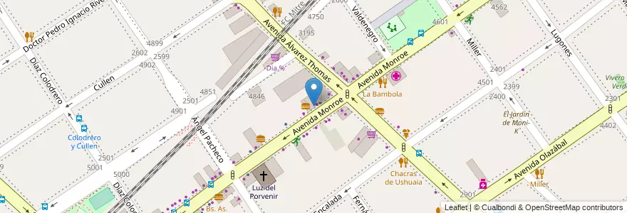 Mapa de ubicacion de Clínica Veterinaria Monroe, Villa Urquiza en الأرجنتين, Ciudad Autónoma De Buenos Aires, Comuna 12, Buenos Aires.
