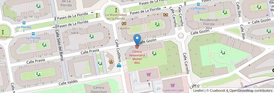 Mapa de ubicacion de Clínica Veterinaria Monte Alto en Spanien, Asturien, Asturien, Oviedo.