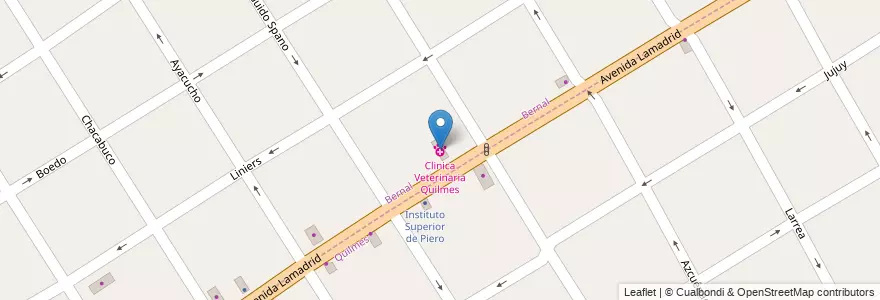 Mapa de ubicacion de Clinica Veterinaria Quilmes en 阿根廷, 布宜诺斯艾利斯省, Partido De Quilmes, Quilmes.