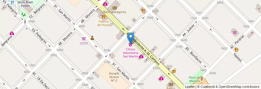 Mapa de ubicacion de Clínica Veterinaría San Martín en Argentinien, Provinz Buenos Aires, Partido De General San Martín, General San Martín, Villa Lynch.
