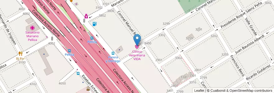 Mapa de ubicacion de Clínica Veterinaria VIDA en Argentina, Buenos Aires, Partido De Vicente López, Vicente López.
