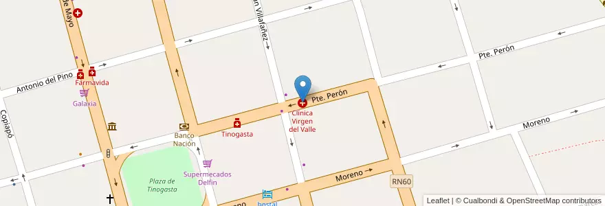 Mapa de ubicacion de Clínica Virgen del Valle en Argentinië, Catamarca, Departamento Tinogasta, Municipio De Tinogasta, Tinogasta.