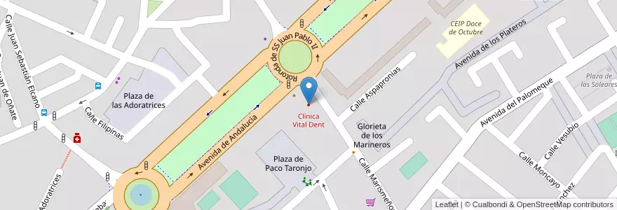 Mapa de ubicacion de Clínica Vital Dent en España, Andalucía, Huelva, Comarca Metropolitana De Huelva, Huelva.