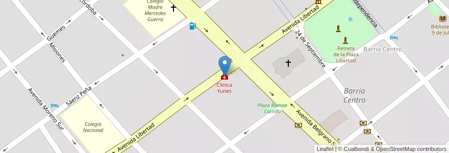 Mapa de ubicacion de Clínica Yunes en 阿根廷, Santiago Del Estero, Departamento Capital, Santiago Del Estero.