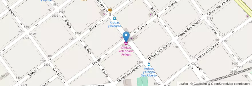 Mapa de ubicacion de Clínicas Veterinaria Artigas, Villa Pueyrredon en 阿根廷, Ciudad Autónoma De Buenos Aires, Comuna 12, 布宜诺斯艾利斯.