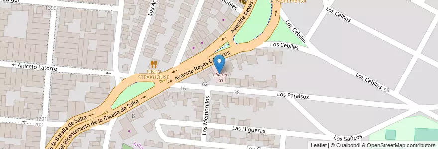 Mapa de ubicacion de clinitec srl en الأرجنتين, Salta, Capital, Municipio De Salta, Salta.