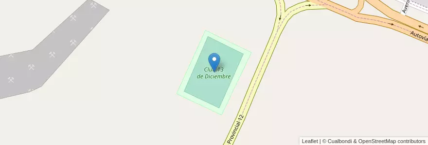 Mapa de ubicacion de Club 13 de Diciembre en Arjantin, Şili, Santa Cruz, Pico Truncado, Deseado.