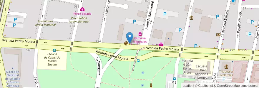 Mapa de ubicacion de Club 85 - Café Restaurant en Argentine, Chili, Mendoza, Departamento Capital, Sección 2ª Barrio Cívico, Ciudad De Mendoza.