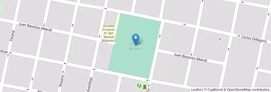 Mapa de ubicacion de Club 9 de Julio en 아르헨티나, Santa Fe, Departamento Castellanos, Municipio De Rafaela.