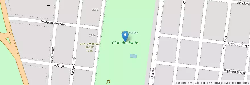 Mapa de ubicacion de Club Adelante en آرژانتین, سانتافه, Departamento General Obligado, Municipio De Reconquista, Reconquista.