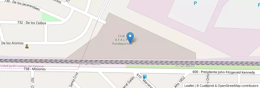 Mapa de ubicacion de Club A.F.A.L.P - Polideportivo en 아르헨티나, 부에노스아이레스주, Partido De Tres De Febrero, Caseros.