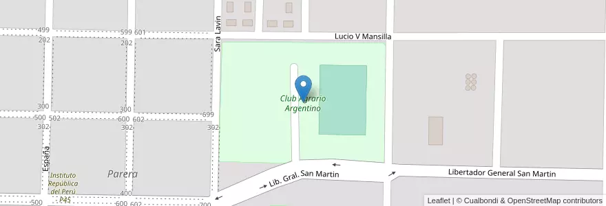 Mapa de ubicacion de Club Agrario Argentino en Argentinien, La Pampa, Departamento Rancul, Municipio De Parera.