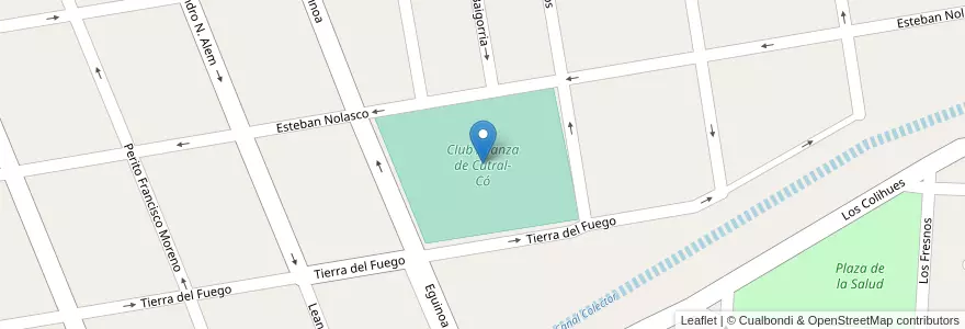 Mapa de ubicacion de Club Alianza de Cutral-Có en الأرجنتين, تشيلي, نيوكوين, Departamento Confluencia, Municipio De Cutral Có, Cutral Có.