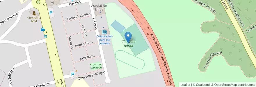 Mapa de ubicacion de Club Alta Barda en 阿根廷, 智利, 內烏肯省, Departamento Confluencia, Municipio De Neuquén, Neuquén.