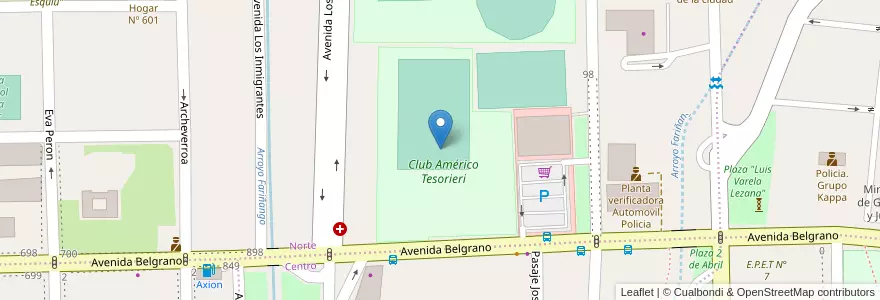 Mapa de ubicacion de Club Américo Tesorieri en آرژانتین, Catamarca, Departamento Capital, Municipio De San Fernando Del Valle De Catamarca, San Fernando Del Valle De Catamarca.