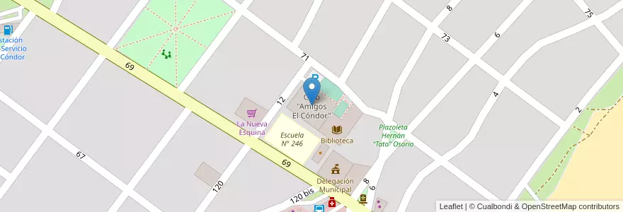 Mapa de ubicacion de Club "Amigos El Cóndor" en الأرجنتين, ريو نيغرو, Departamento Adolfo Alsina, Viedma, El Condor.